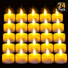 Flameless LED Tea Light Votive Candles w/Batteries - 200 Hours Runtime (24-Pack)