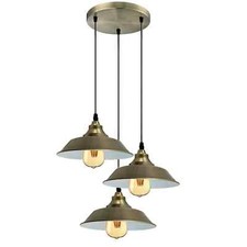3 Way Pendant Light Vintage Industrial 3 Head Ceiling Lampshade Hanging Lamp E27