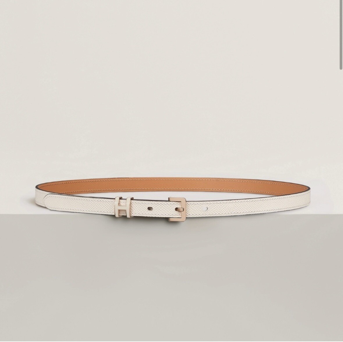 Hermes Pop H 15 Belt Craie (Chalk) 75/~80 Rose Gold Epsom Calfskin