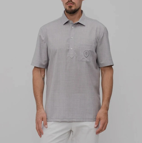 NWT Brunello Cucinelli Men 100% VWool Short Sleeve Button-Down Logo Shirt M A262