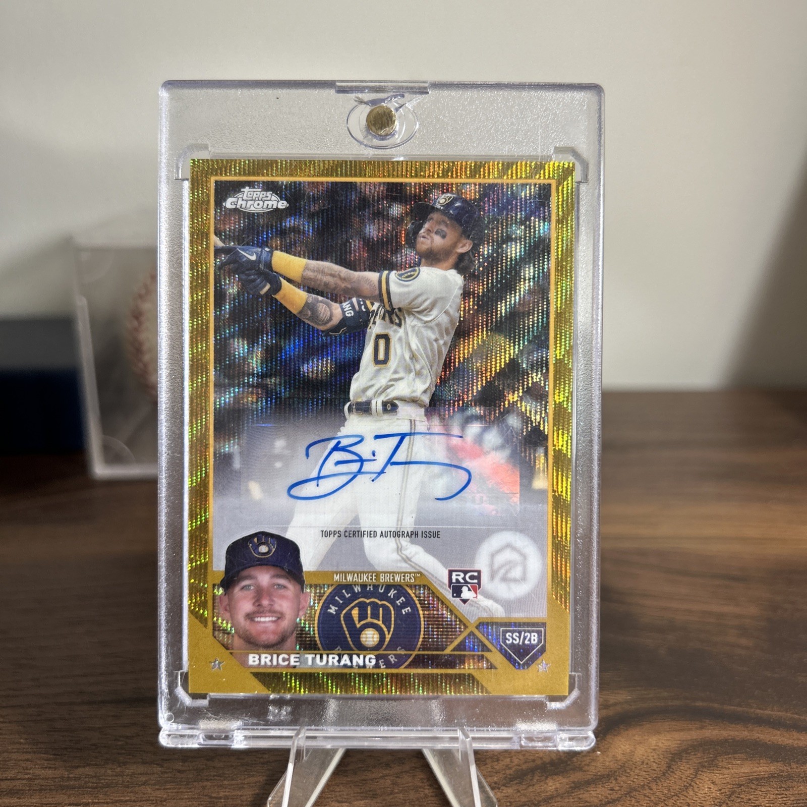 2023 TOPPS CHROME BRICE TURANG ROOKIE GOLD WAVE AUTO /50 BREWERS RC #AC-BTU