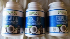 THREE 29 oz Primal Kitchen Primal Fuel Whey Protein Mix Vanilla Coconut