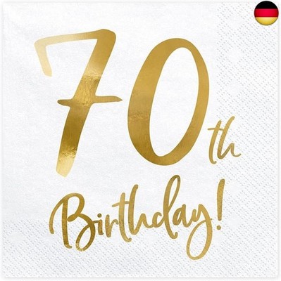PartyDeco Servietten 70.Geburtstag 20 Stück 33x33cm 3-lagig Papierservietten 