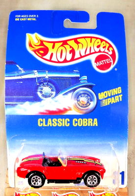 1991 Hot Wheels Blue/White Card Collector #31 CLASSIC COBRA Red w