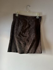    VTG Express Chocolate Brown Suede Skirt SZ 3/4 Boho Y2K Retro