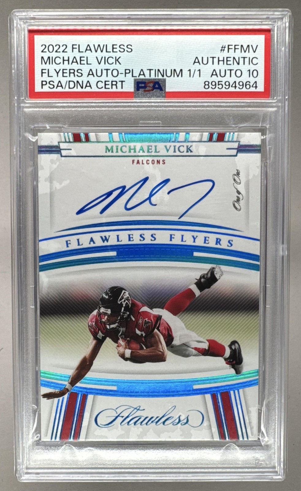 MICHAEL VICK 2022 Panini Flawless Flyers PLATINUM AUTO #'d 1/1 PSA A/10