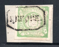 PERU, UN DINERO VERDE MATASELLOS DE IQUIQUE, ACTUAL CHILE    (AGOS-361)