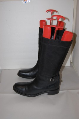 39 Prada Men Western Boots Black Leather Mid Calf Biker Moto Riding Boots