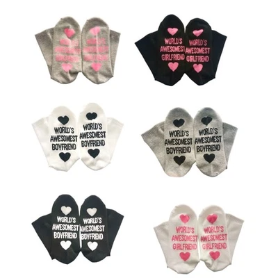 Boyfriend Girlfriend Funny Letter Socks for Couple Valentines Day Socks Gift - Image 1 of 4