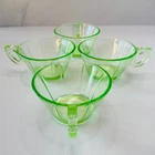 💠 U.S. Glass Tendril Green Cups Uranium - Depression Glass GLOWS - Set of 4