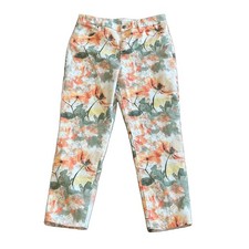Chico's Pants Size 1 M-8 Perfect Stretch Girlfriend Slim Leg Ankle Floral