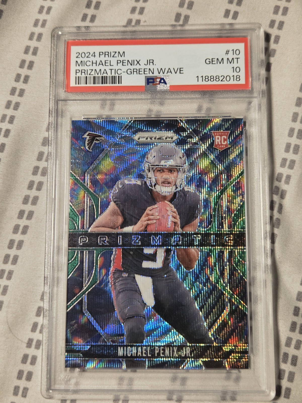 2024 Panini Prizm Michael Penix Jr Prizmatic Green Wave #10 Rookie PSA 10 Gem