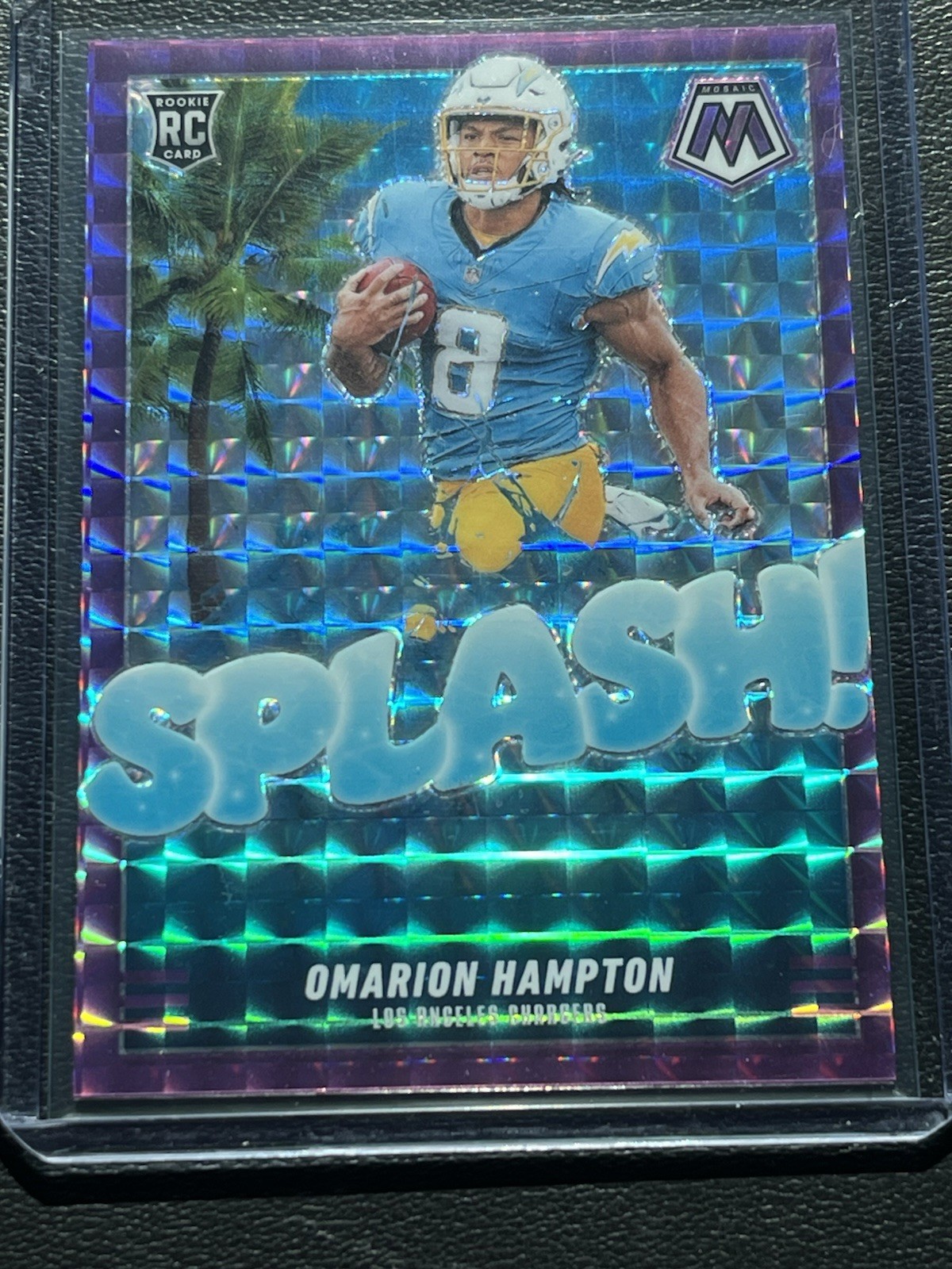2025 Panini Mosaic OMARION HAMPTON RC Splash Purple 49/49  RC LA CHARGERS