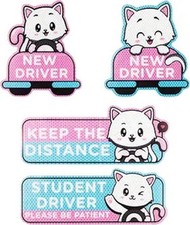 Student Driver Car Magnet - 4-Pcs 9 Inch Cut Team Name: 4Pcs Cartoon White Cat