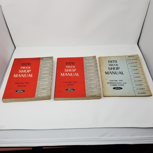 1970 Ford Truck Shop Manual Volumes  1, 2 & 5 Chassis Engine Maintenance Lubrica