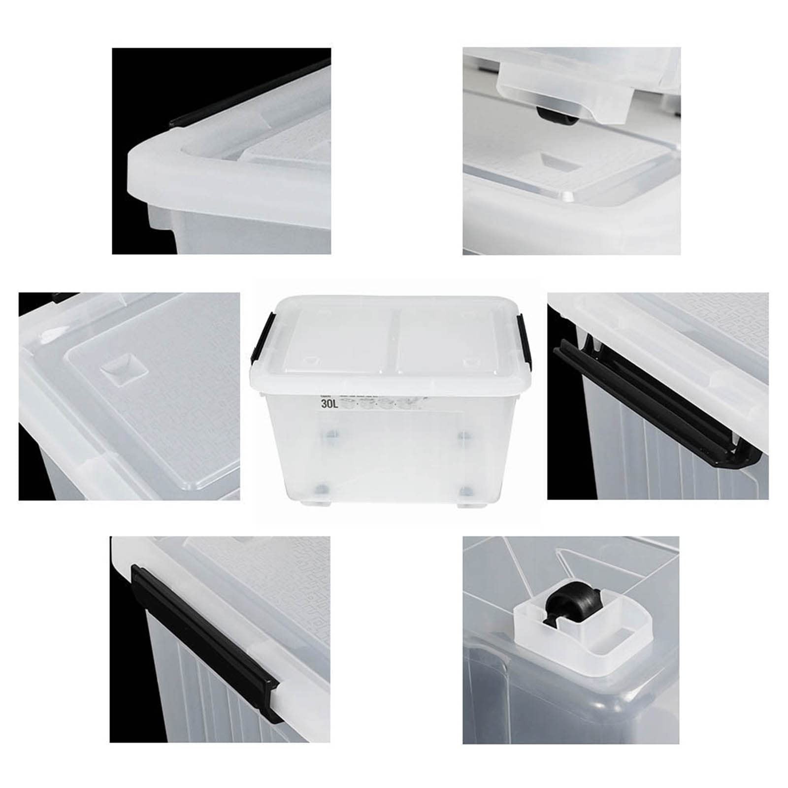 4 Packs 30 Liter Clear Large Storage Boxes Container with Lids and Wheels