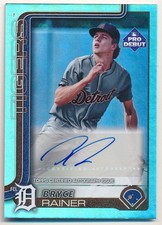 BRYCE RAINER 2025 TOPPS PRO DEBUT RC AQUA FOIL AUTOGRAPH TIGERS AUTO SP #08/75