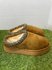 Steve Madden Selden Suede Platform Mules Women 9 Chestnut Cozy Slip On Slipper
