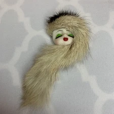 Glamour Girl Mink Brooch Pin, Forward Facing Resin Face Profile, Vintage Jewelry