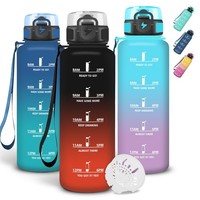 Grsta 1L Trinkflasche: Auslaufsicher Zeitmarkierung Filter Sport &