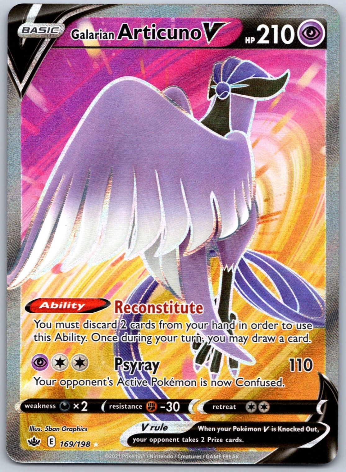 Galarian Articuno V (Full Art) 169/198 SWSH06 Chilling Reign Ultra Rare NM Holo