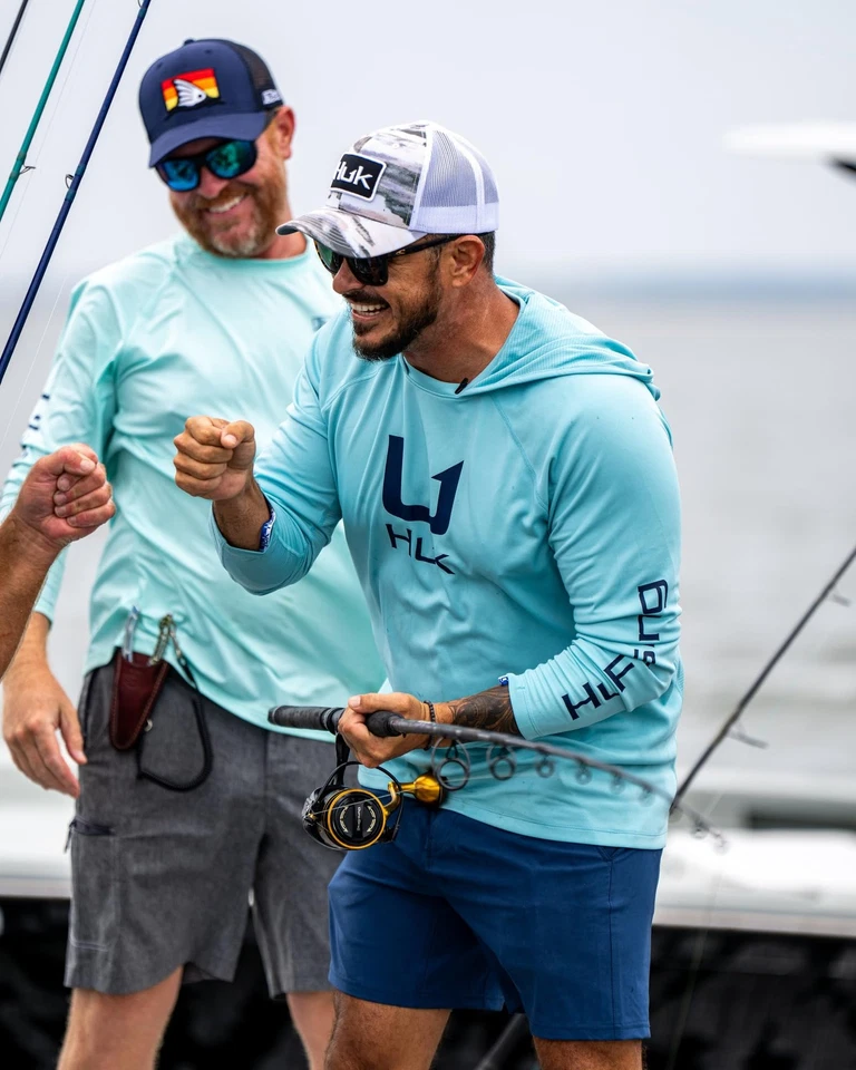 Men's Standard Icon X Hoodie, Fishing Shirt with Sun Protection, Marine Blue - Image 4 of 4