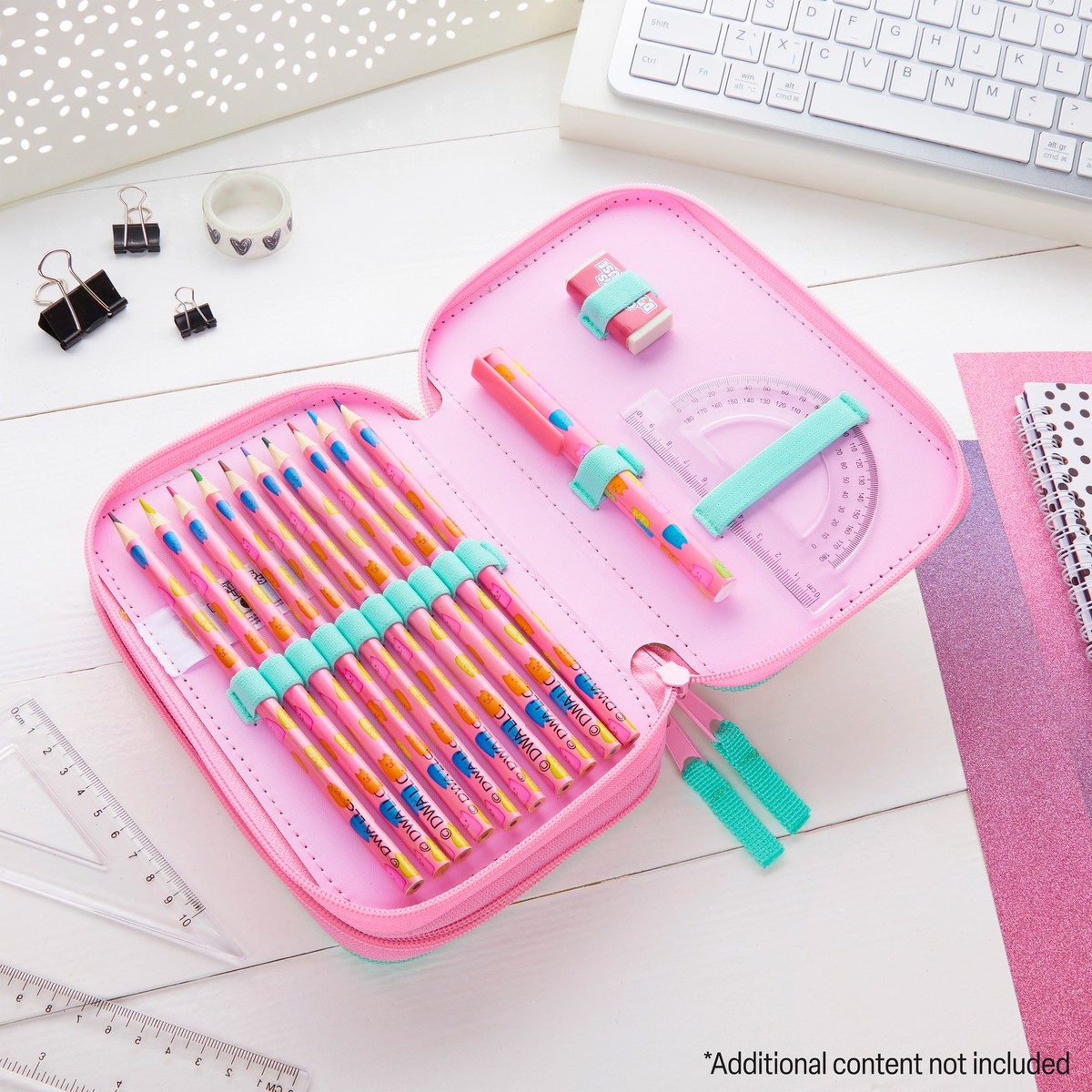 Gabby's Dollhouse Girls Pencil Case Double Zip Colouring Set