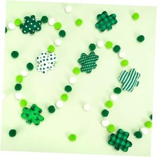 8.2Ft St. Patrick' s Day Felt Garland Green White Pom Ball Banner 3D Stripe