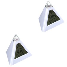 Set of 2 Small Digital Alarm Clock Clocks Pyramid Color Changing