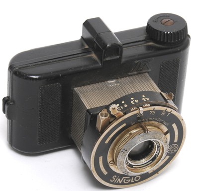 Vintage Adloff Tex 35mm film camera 3x4cm exposures w. Helur 4,5/5cm lens c. 19