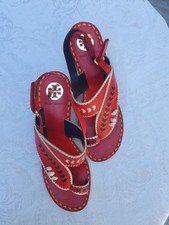 TORY BURCH  BLazing Red leather sandals 8.5 !...