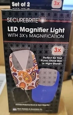 SecureBrite LED Magnifier Light 3X Magnification w/ Pouch – Set Of 2