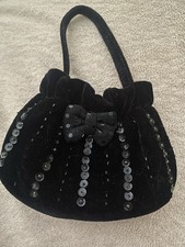 Girls Black Velvet Mini Holiday Purse 2007 Magnetic Snap Sequins Excellent