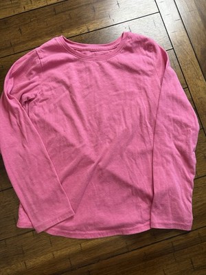 Girl's Wondernation top size M 7/8 solid bright pink  long sleeves