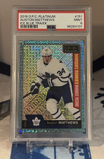 2016-17 O-Pee-Chee Platinum Marquee Rookie Auston Matthews Ice Blue Traxx PSA 9.