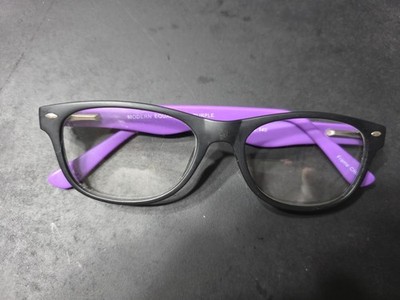 MODERN OPTICAL EQUAL UNISEX PLASTIC EYEGLASSES 50-19-140 BLK/PURPLE