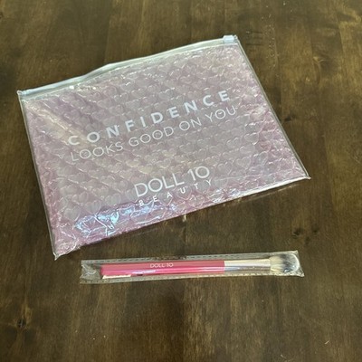New Doll 10 Perfecting Concealer Brush & Makeup Bag Pink Beauty   