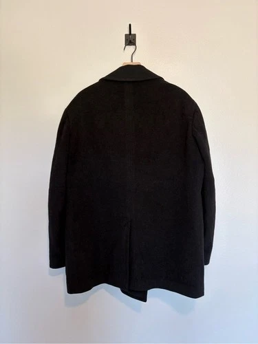 Men's Burberry Wool Cashmere Blend Peacoat Winter Jacket Minimalist Black Large image 5