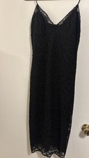 Express Babydoll Dress Small Black Lace Trim Y2K Coquette Witchy Romantic Goth