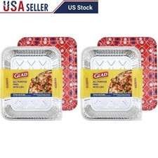 Disposable Aluminum Foil Cooking Pans W/ Lids Heavy Duty Steam Bake Roasting New