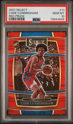 2021-22 Select #11 Cade Cunningham Rookie RC Red Prizm /199 PSA 10 GEM MINT