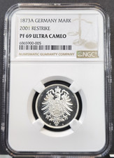 1873 GERMANY SILVER 1 MARK WILHELM I RESTRIKE NGC PF 69 ULTRA CAMEO TOP POP 1