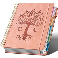 5 Subject Notebook College Ruled Hardcover Spiral Notebook 8.5" 8.5"x11" Pink