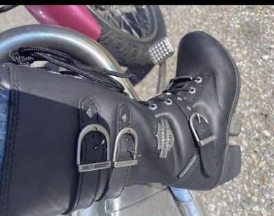 Harley-Davidson Black Leather Boots Lace-Up #81608 Adult Size 6.5