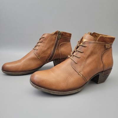 Pikolinos Womens Rotterdam 4 Eyelet Side Zip Ankle Boot Soft Brown Leather 42 11