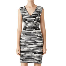 TART Fitted Mini Dress Sz S Black/White/Gray Stripes Abstract Animal Print. EUC