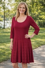 Ann Taylor size Large New Burgundy knit dress 3/4 sleeve