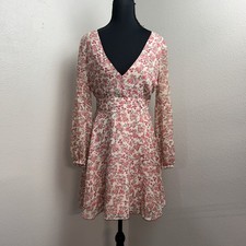 BB Dakota Mini A-Line Dress Women's 2 Floral V-Neck Gppsy Boho Cottage Hippie