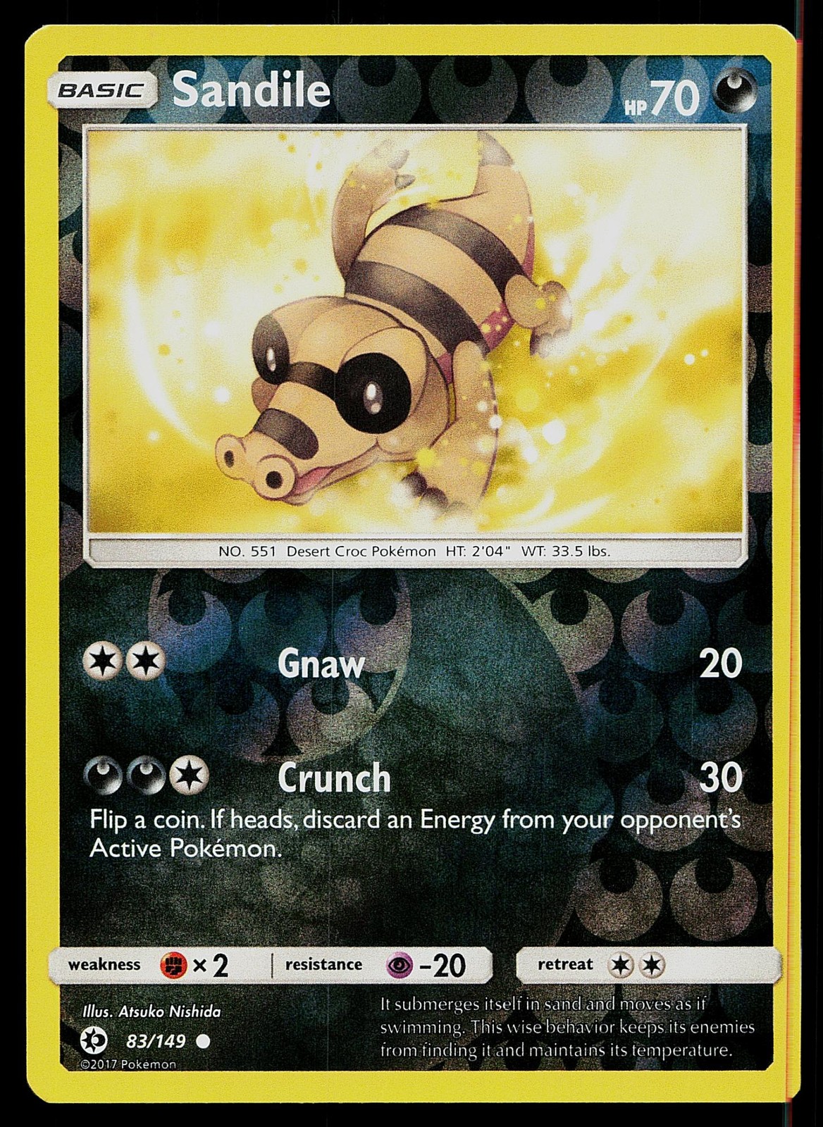Pokemon Card SM Base Set Sandile 83/149 Common Reverse Holo