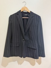 Polo Ralph Lauren women's blazer Black Pinstripe Black label one button Size 8